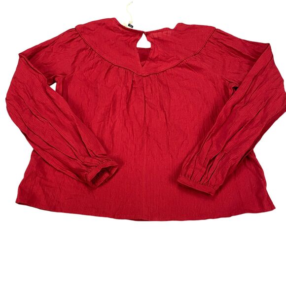 Universal Thread Women's Size XS Long Sleeve Blouse Top Red Peasant Prairie NWT - Picture 3 of 15